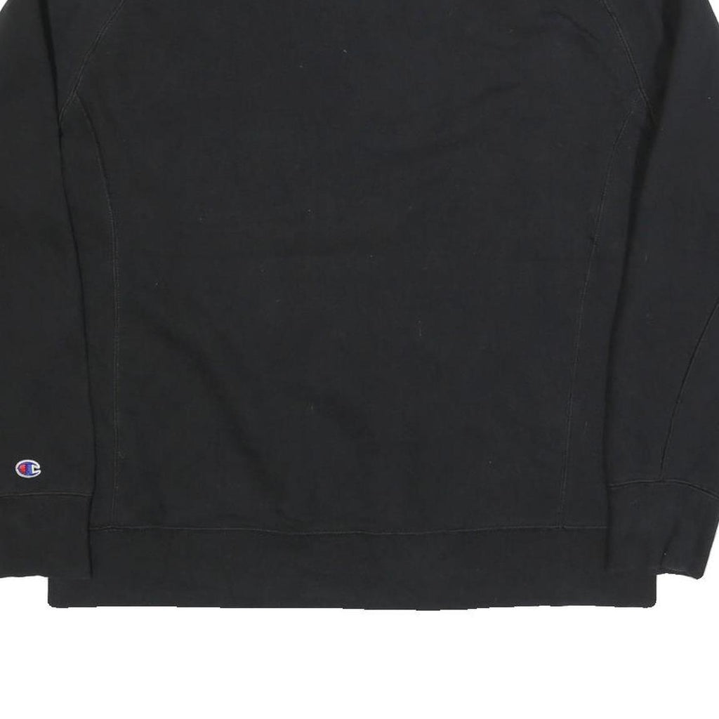 CHAMPION Mens Black Crew Neck Sweatshirt M Cotton Blend Logo Embroidered