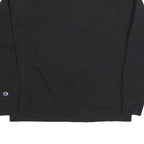 CHAMPION Mens Black Crew Neck Sweatshirt M Cotton Blend Logo Embroidered