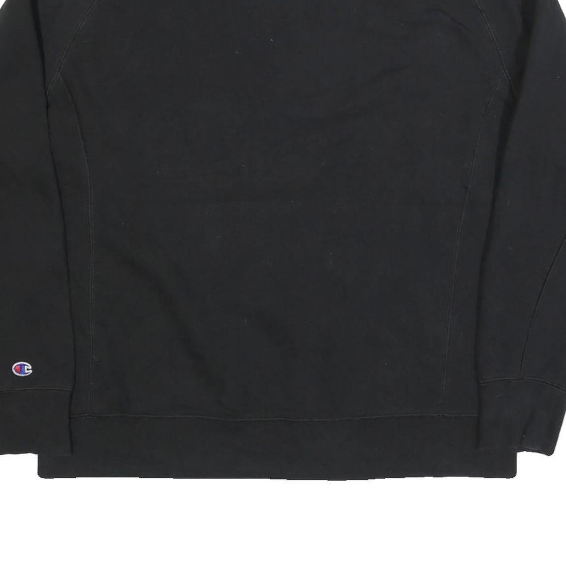 CHAMPION Mens Black Crew Neck Sweatshirt M Cotton Blend Logo Embroidered