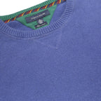 TOMMY HILFIGER Mens Blue Cotton Blend Plain Crew Neck Basic Knit Jumper XL