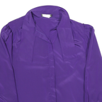 LEEMAR Womens Purple Basic Long Sleeve Collared Blouse M Satin Finish