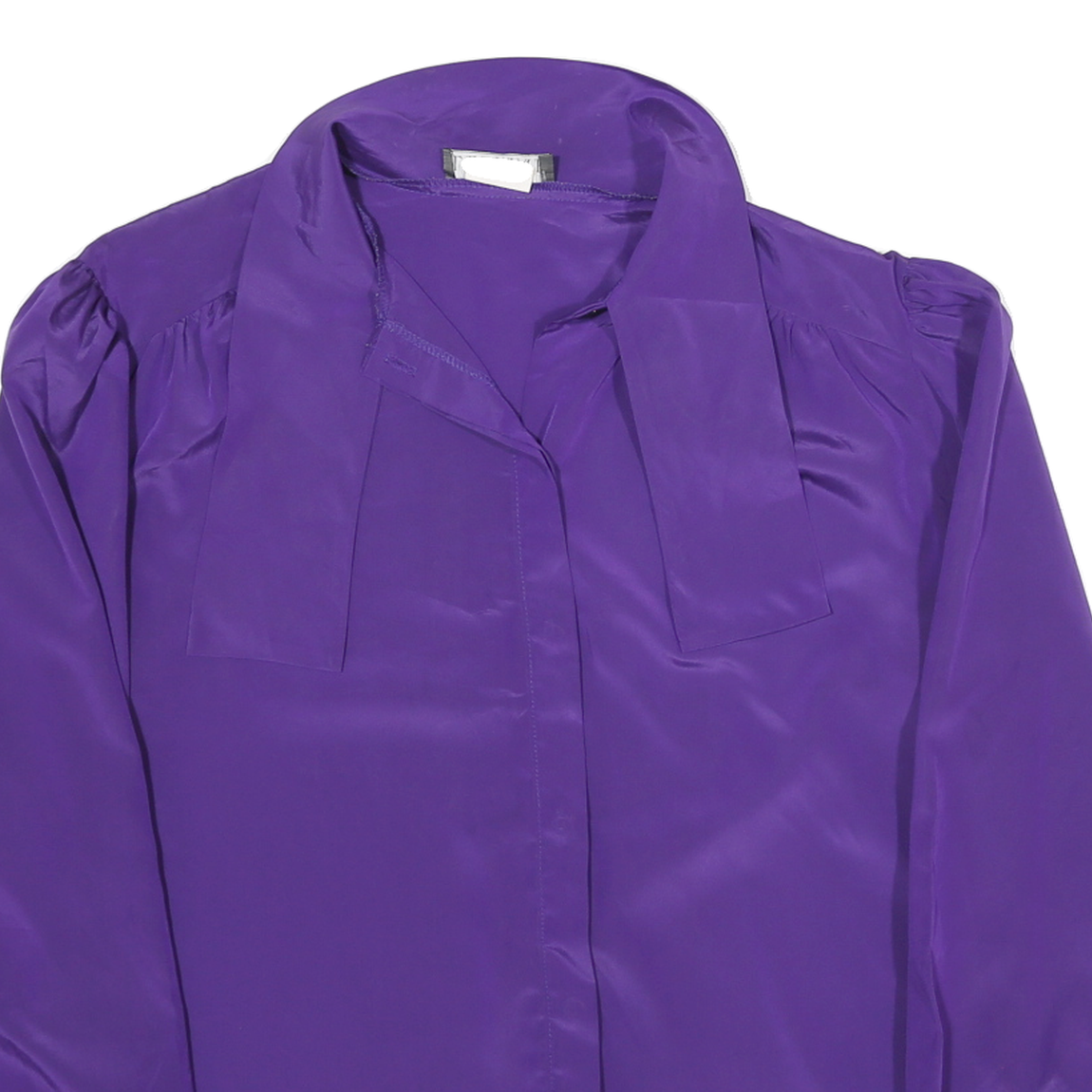LEEMAR Womens Purple Basic Long Sleeve Collared Blouse M Satin Finish