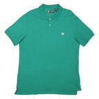 CHAPS Mens Green Polo Shirt L Cotton Blend Short Sleeve Plain Casual
