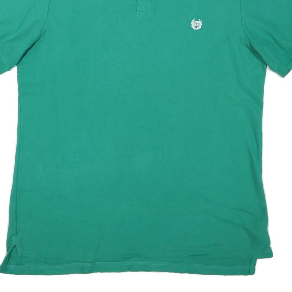 CHAPS Mens Green Polo Shirt L Cotton Blend Short Sleeve Plain Casual
