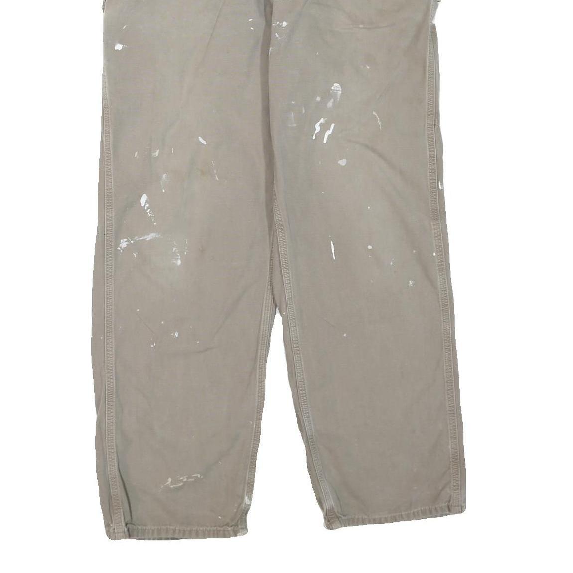 CARHARTT Mens Regular Fit Beige Cotton Blend Zip Trousers W38 L32 Workwear