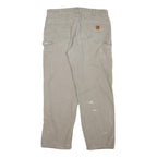 CARHARTT Mens Regular Fit Beige Cotton Blend Zip Trousers W38 L32 Workwear