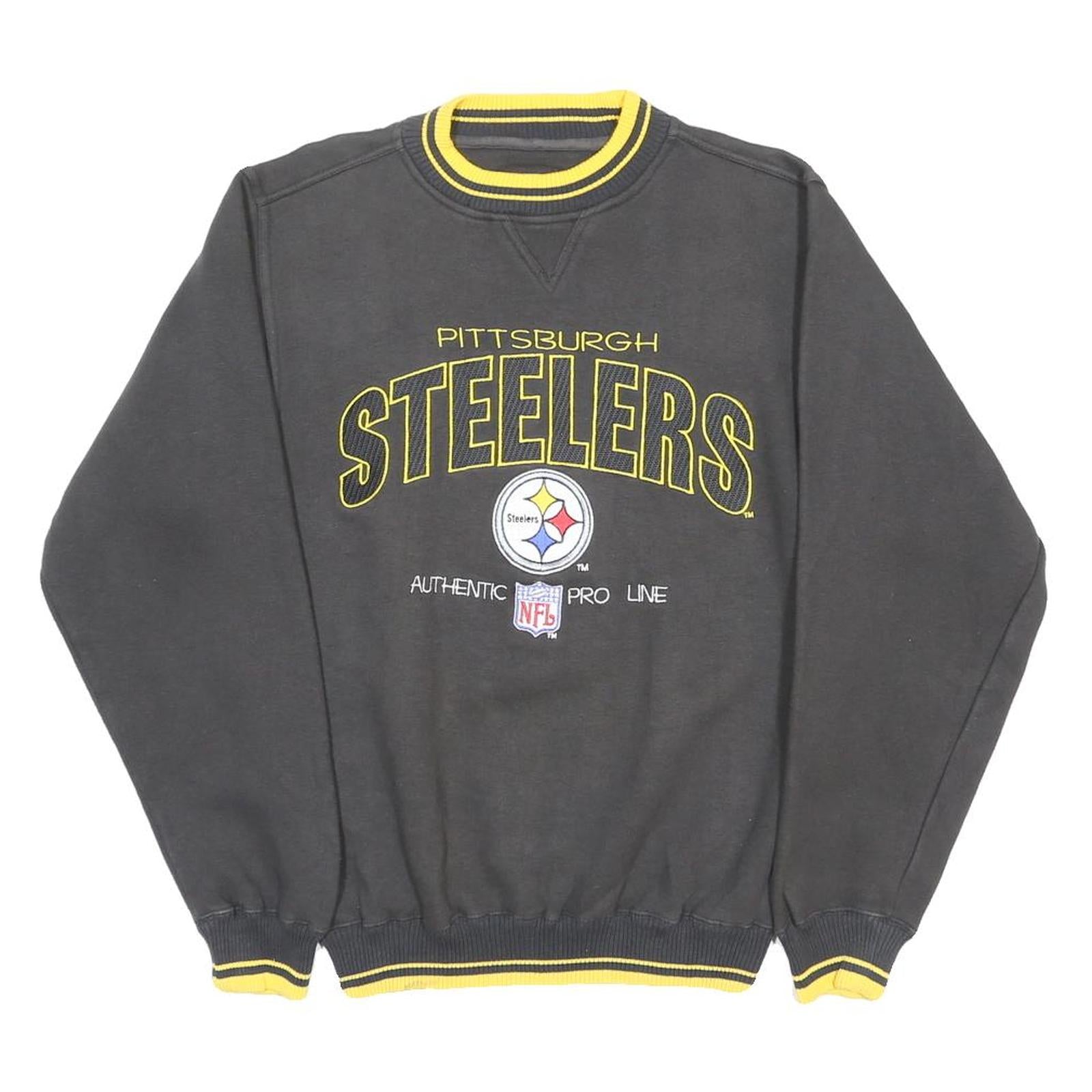 LOGO ATHLETIC Mens Black & Yellow Pittsburgh Steelers Crew Neck S NFL Sweatshirt