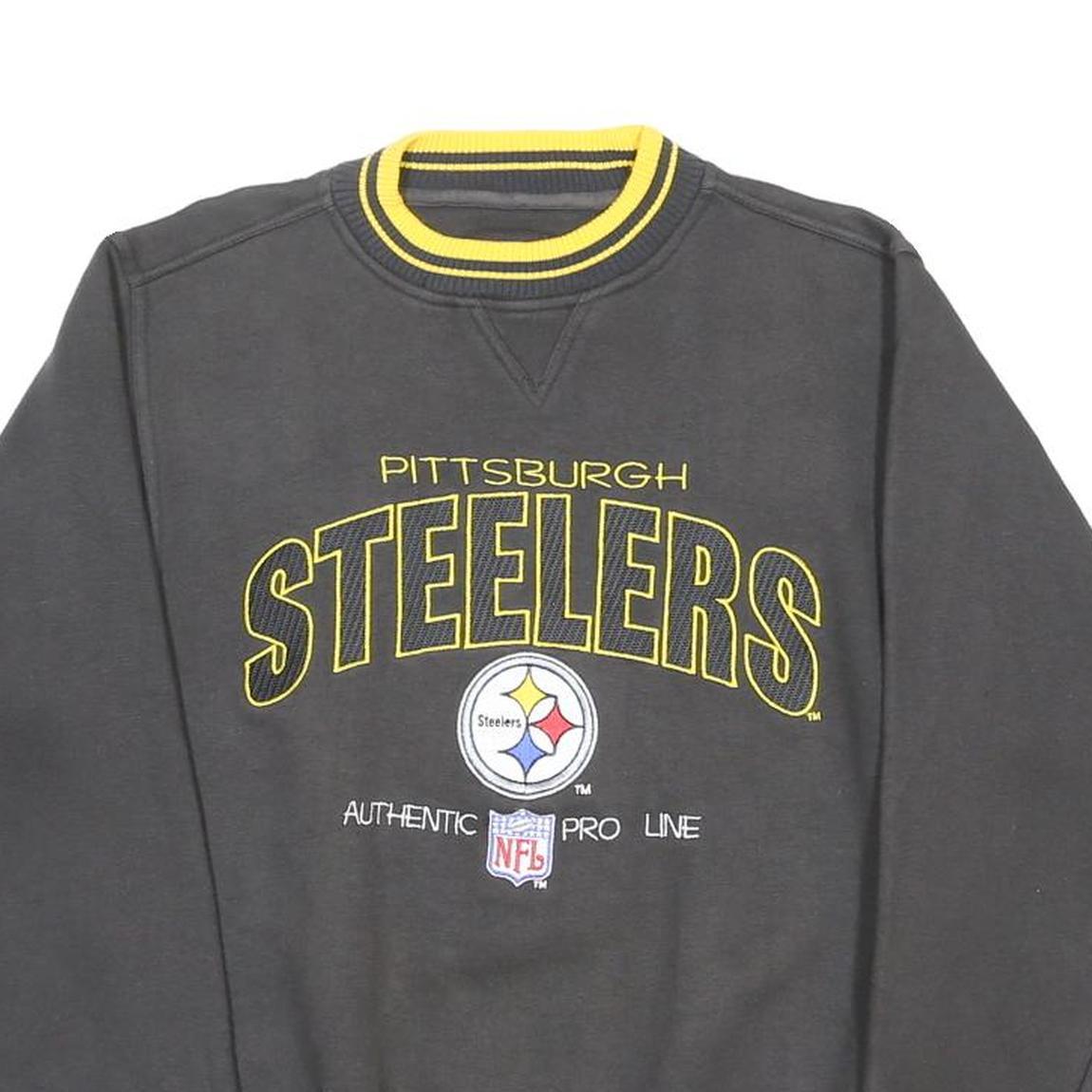 LOGO ATHLETIC Mens Black & Yellow Pittsburgh Steelers Crew Neck S NFL Sweatshirt