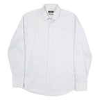 BOSS Mens Blue & White Shirt M Cotton Blend Long Sleeve Button Collar