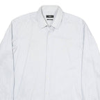 BOSS Mens Blue & White Shirt M Cotton Blend Long Sleeve Button Collar