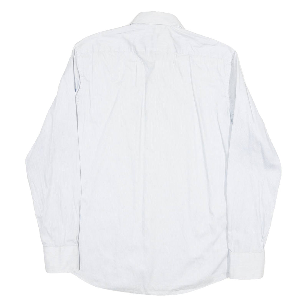 BOSS Mens Blue & White Shirt M Cotton Blend Long Sleeve Button Collar