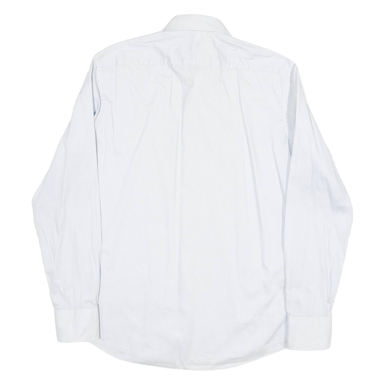 BOSS Mens Blue & White Shirt M Cotton Blend Long Sleeve Button Collar