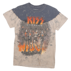 KISS Mens Beige & Grey Destroyer Graphic T-Shirt S Short Sleeve Crew Neck Rock