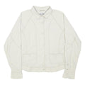 COLUMBIA Womens White Nylon Button Jacket L Outdoor Casual Lightweight
