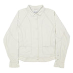 COLUMBIA Womens White Nylon Button Jacket L Outdoor Casual Lightweight