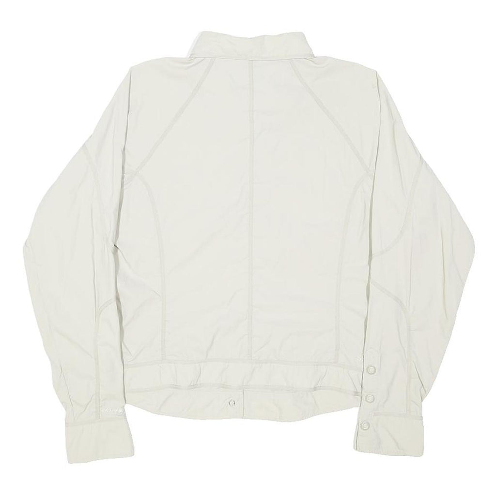 COLUMBIA Womens White Nylon Button Jacket L Outdoor Casual Lightweight