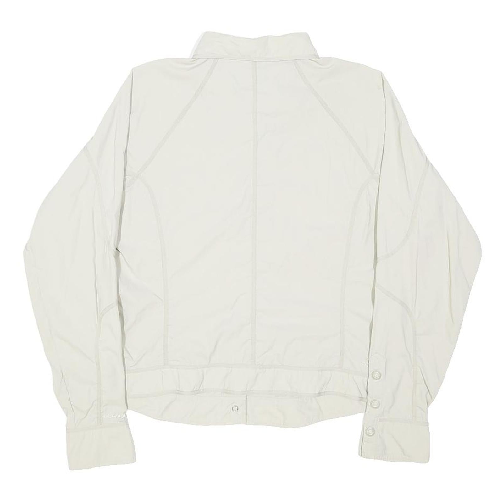 COLUMBIA Womens White Nylon Button Jacket L Outdoor Casual Lightweight