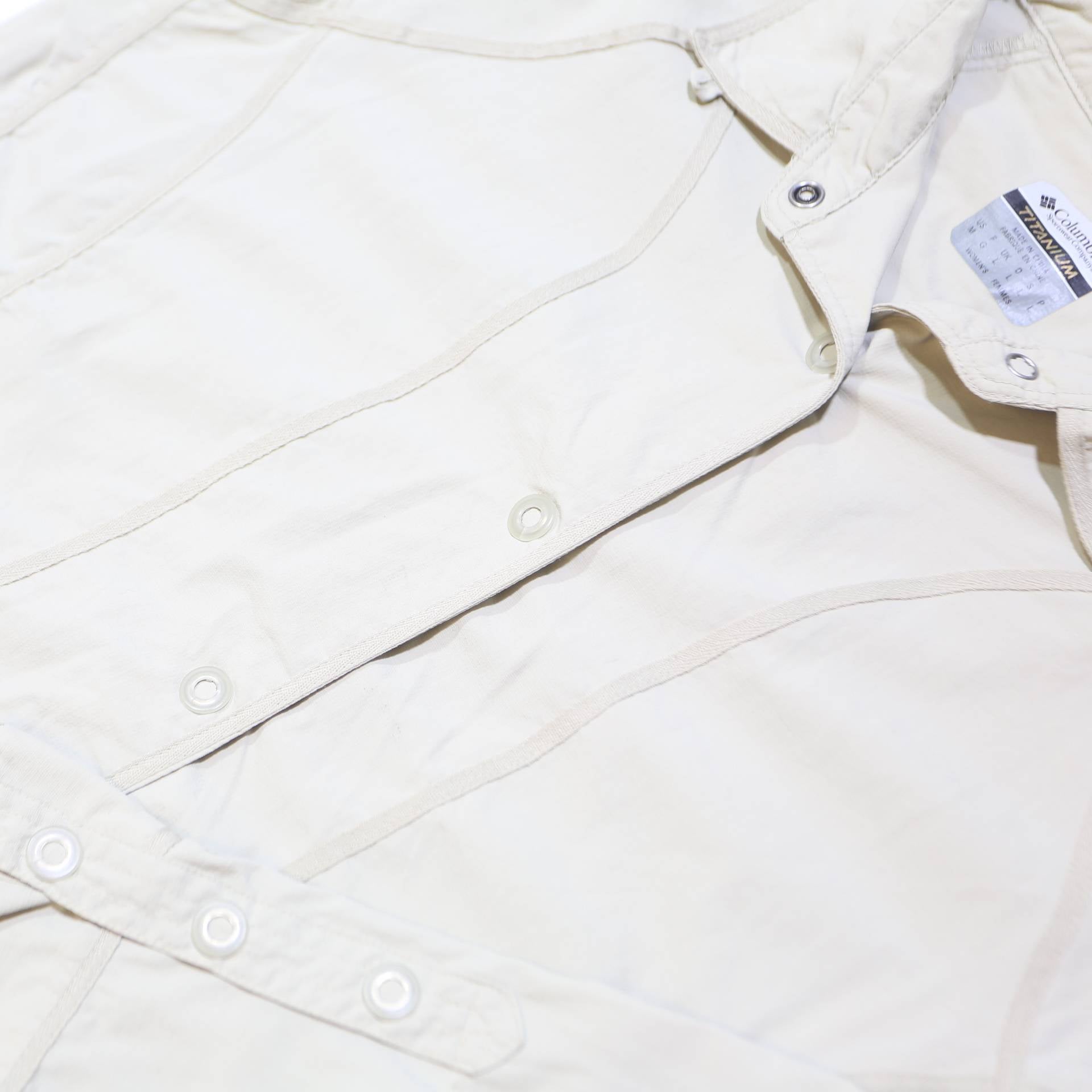 COLUMBIA Womens White Nylon Button Jacket L Outdoor Casual Lightweight