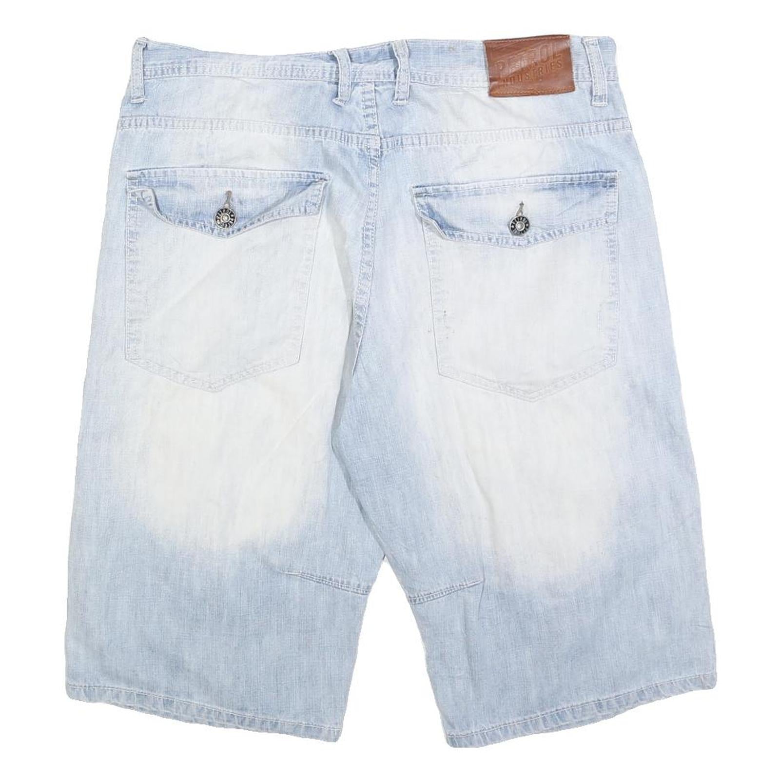 PETROL Mens Shorts Light Blue Denim Casual L W36 Cotton Blend Relaxed Fit