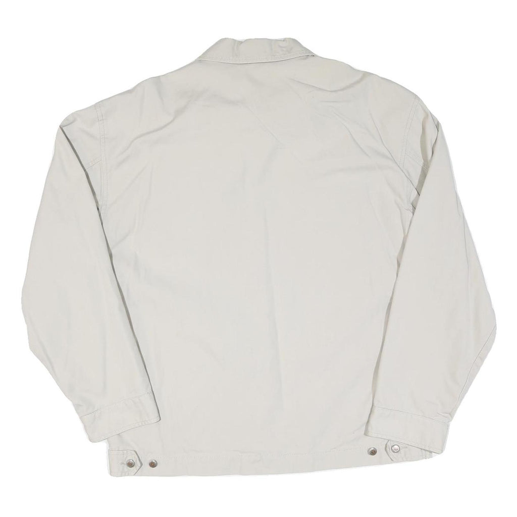 TEDDY'S Mens White Jacket L Polyester Blend Plain Zip Casual Outerwear