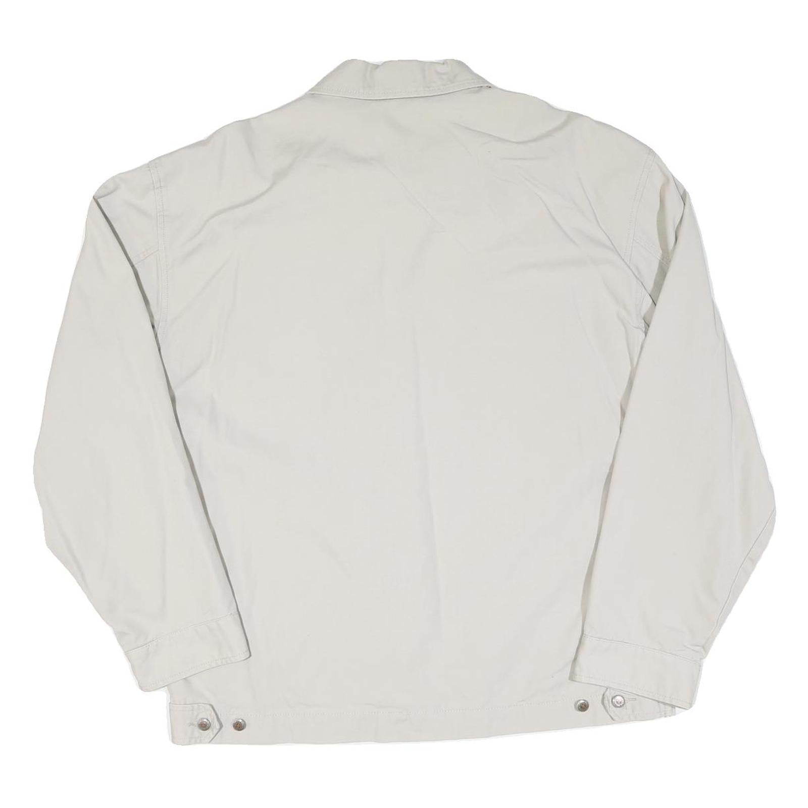 TEDDY'S Mens White Jacket L Polyester Blend Plain Zip Casual Outerwear