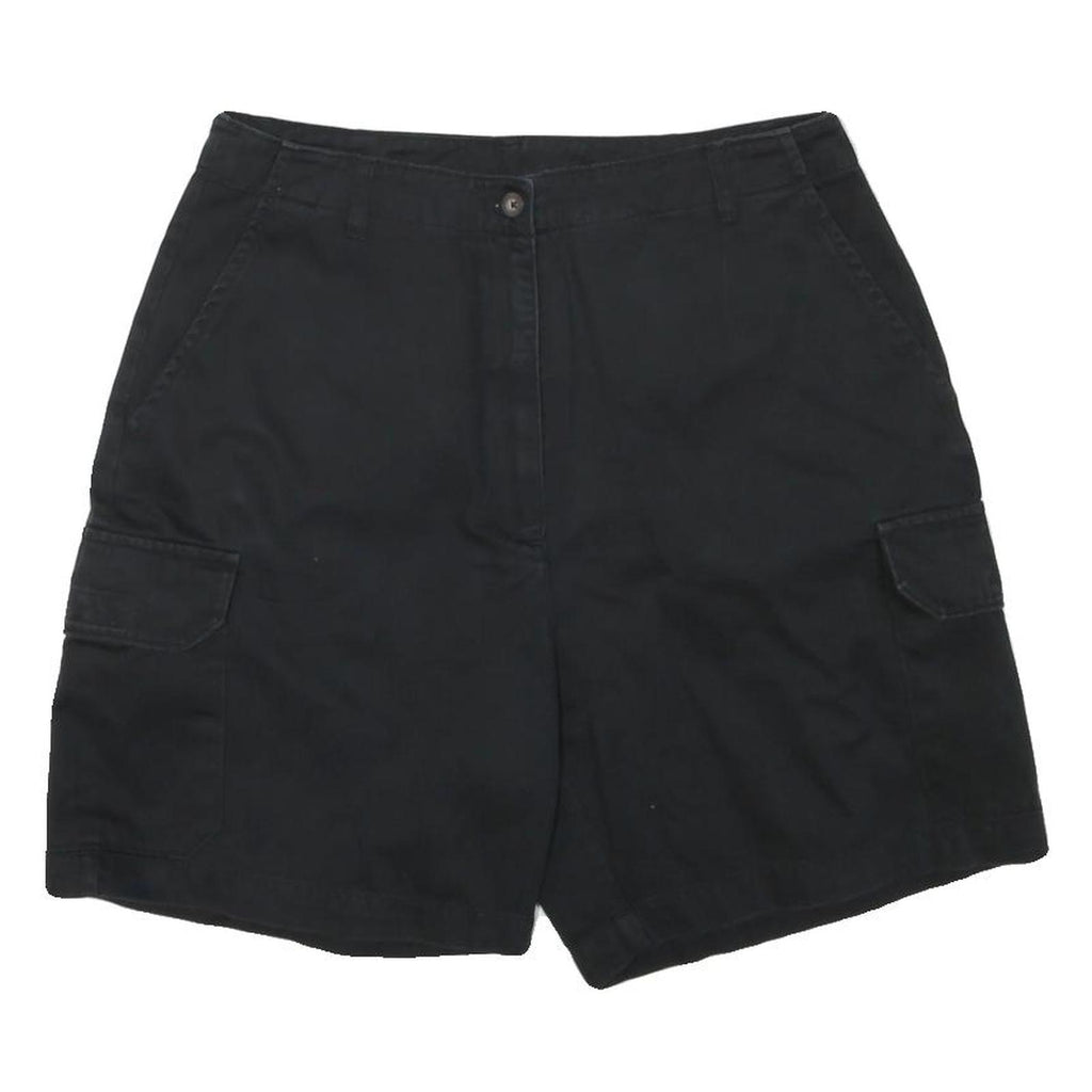 WOOLRICH Mens Black Cargo Shorts L W30 Casual Cotton Blend Button Closure