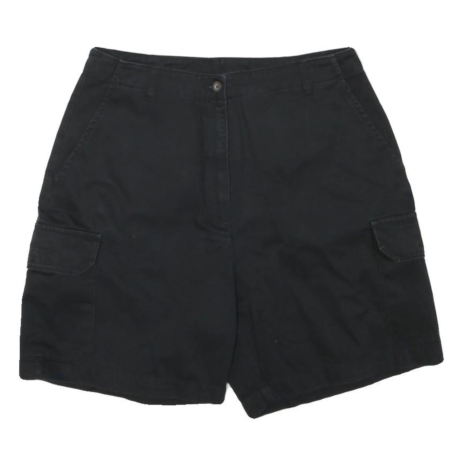 WOOLRICH Mens Black Cargo Shorts L W30 Casual Cotton Blend Button Closure