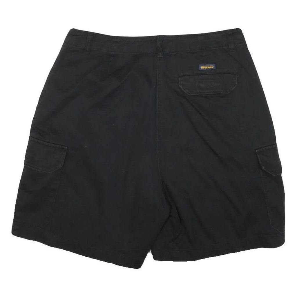 WOOLRICH Mens Black Cargo Shorts L W30 Casual Cotton Blend Button Closure