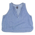 GAP Womens Blue Sleeveless V-Neck Cotton Blend Top L Casual Summer Shirt