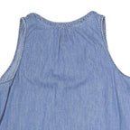 GAP Womens Blue Sleeveless V-Neck Cotton Blend Top L Casual Summer Shirt
