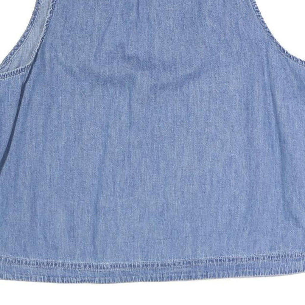 GAP Womens Blue Sleeveless V-Neck Cotton Blend Top L Casual Summer Shirt