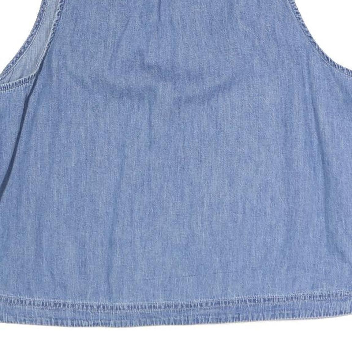 GAP Womens Blue Sleeveless V-Neck Cotton Blend Top L Casual Summer Shirt
