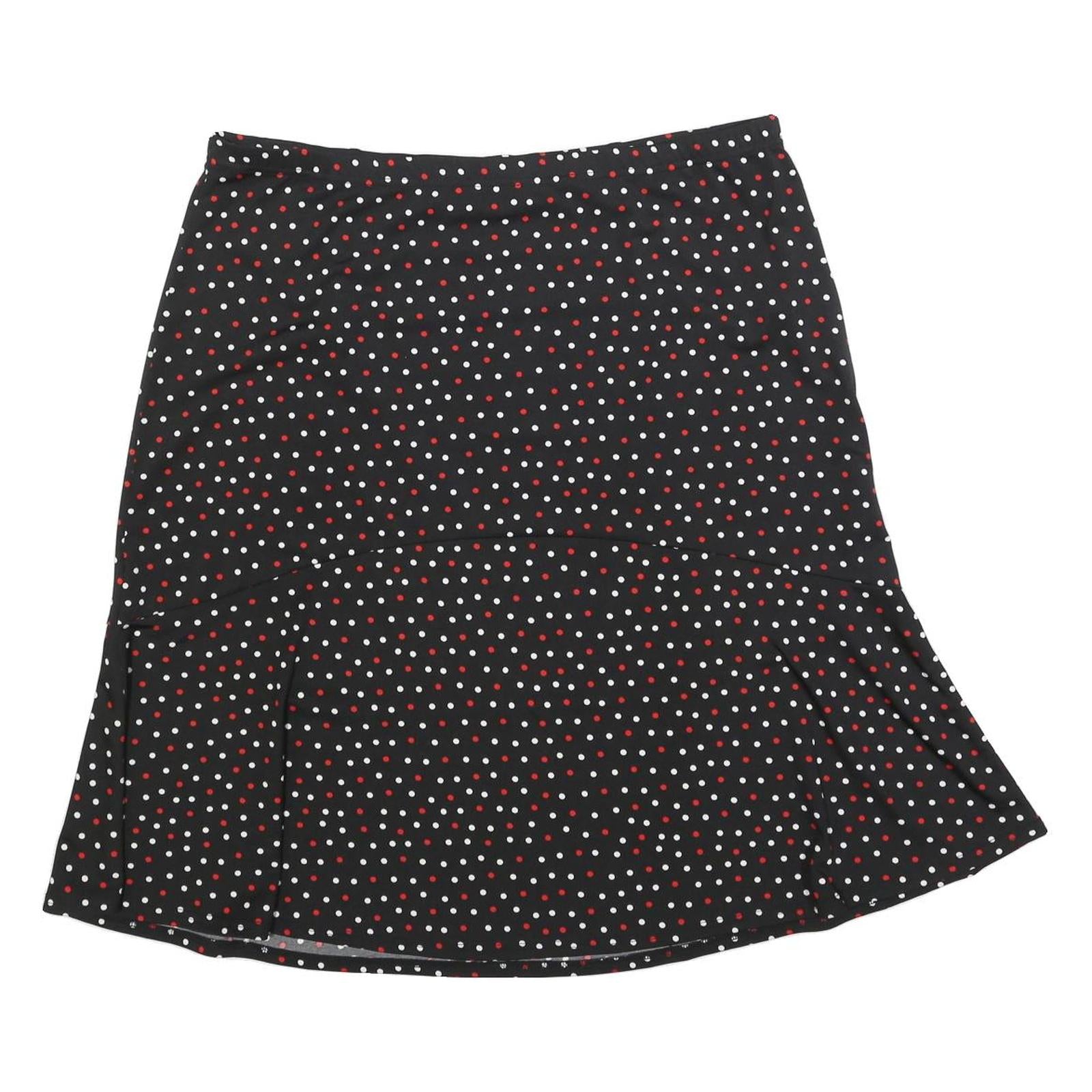 BIAGGINI Womens Black Polka Dot Flare Knee Length Polyester Blend Skirt 2XL