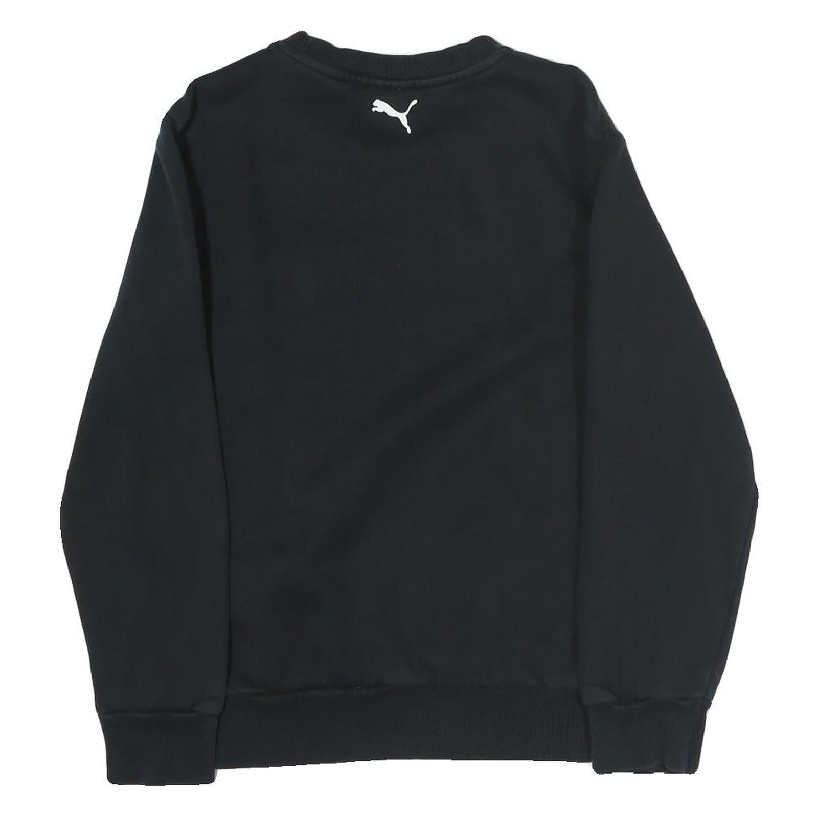 PUMA Womens Black Cotton Blend Sweatshirt Crew Neck S Logo Print Casual