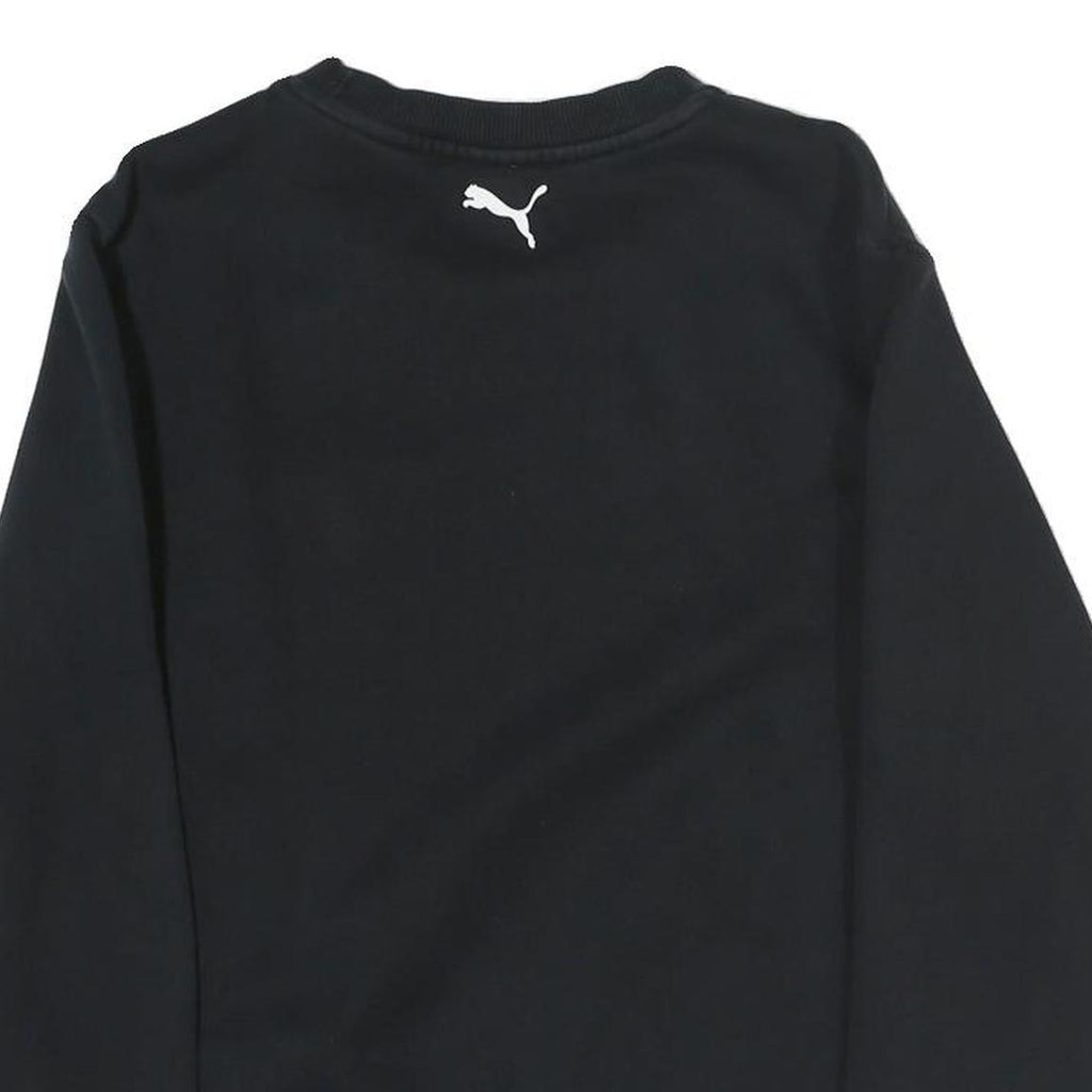 PUMA Womens Black Cotton Blend Sweatshirt Crew Neck S Logo Print Casual