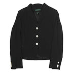 LAUREN RALPH LAUREN Womens Black Classic Cotton Jacket UK 6 Button Blazer