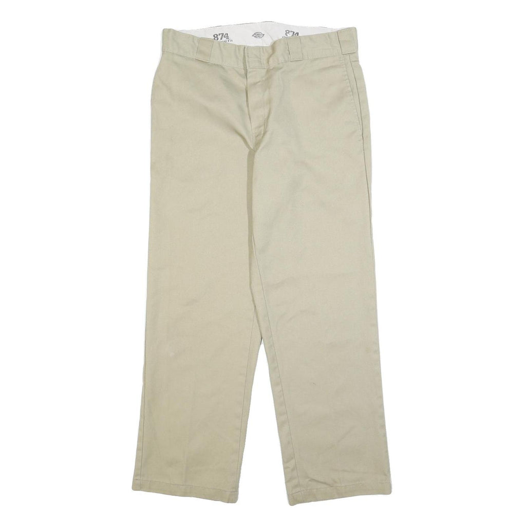 DICKIES Mens Cotton Blend Beige Regular Fit Straight Leg Trousers W33 L30