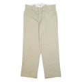 DICKIES Mens Cotton Blend Beige Regular Fit Straight Leg Trousers W33 L30
