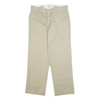 DICKIES Mens Cotton Blend Beige Regular Fit Straight Leg Trousers W33 L30
