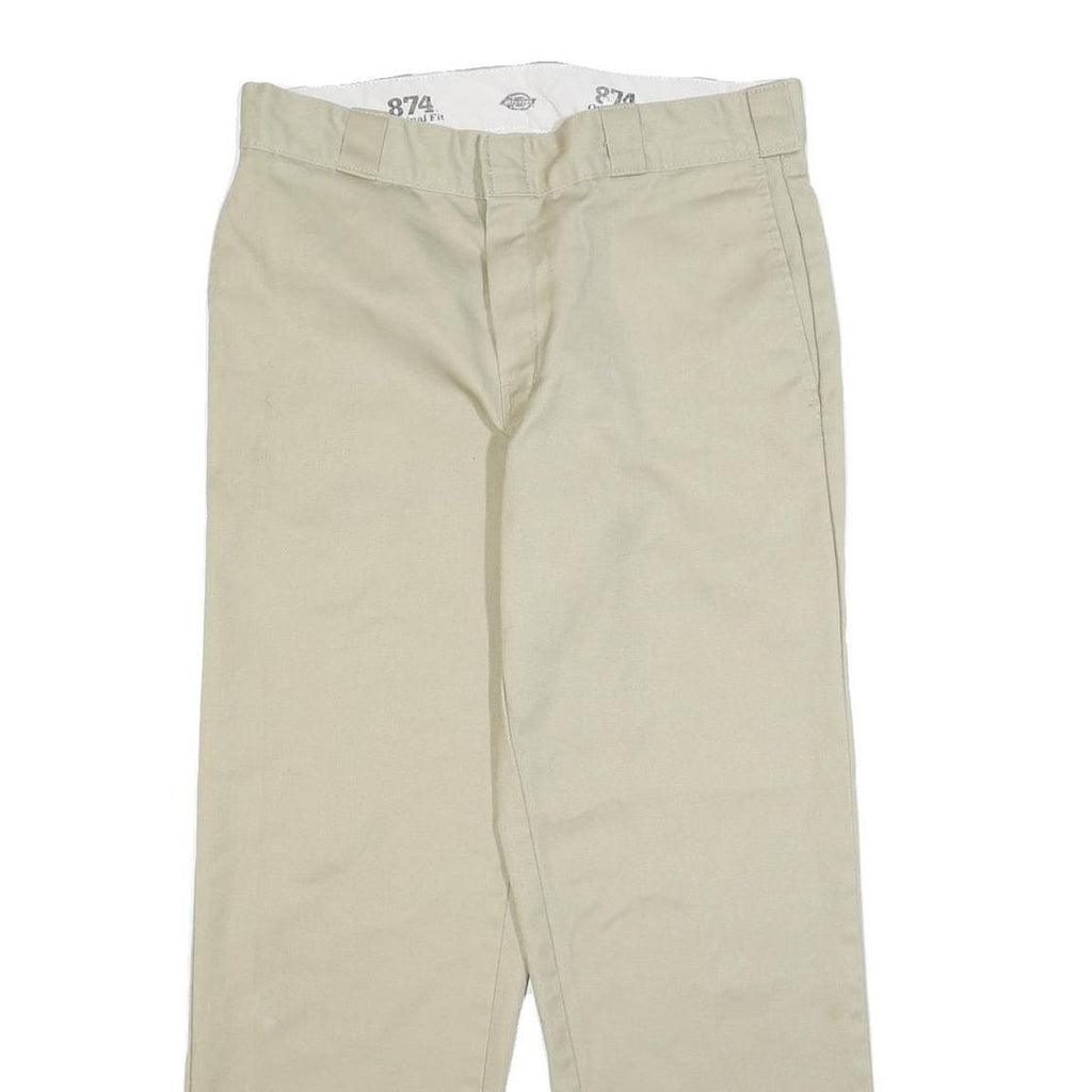 DICKIES Mens Cotton Blend Beige Regular Fit Straight Leg Trousers W33 L30