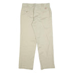 DICKIES Mens Cotton Blend Beige Regular Fit Straight Leg Trousers W33 L30