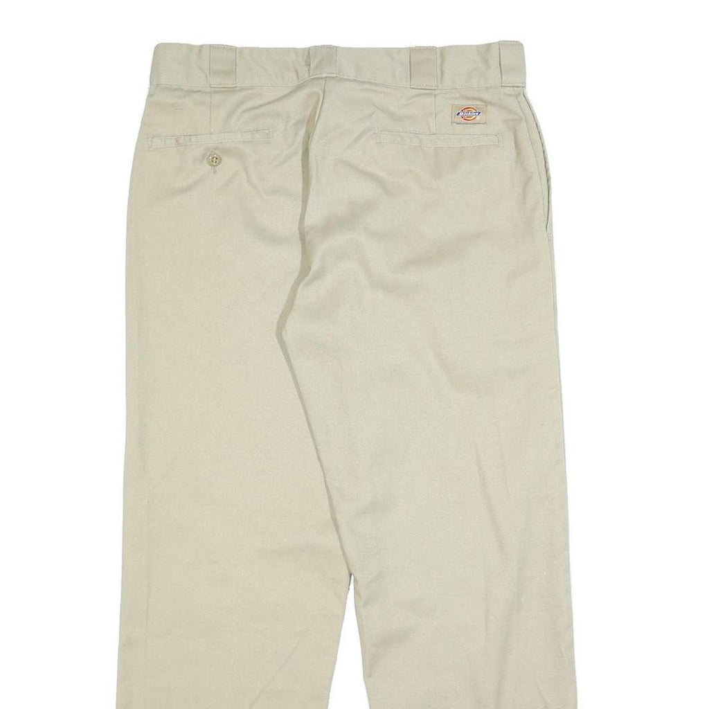 DICKIES Mens Cotton Blend Beige Regular Fit Straight Leg Trousers W33 L30