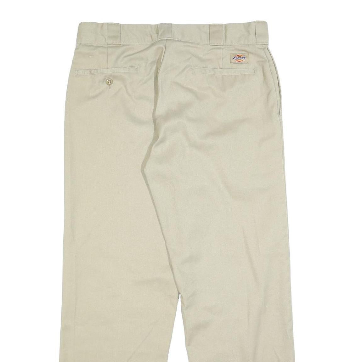 DICKIES Mens Cotton Blend Beige Regular Fit Straight Leg Trousers W33 L30