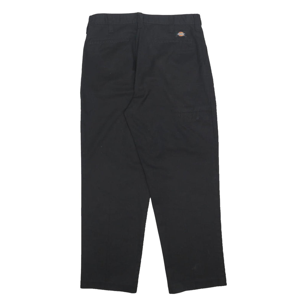 DICKIES Mens Cotton Blend Black Regular Straight Trousers W34 L30 Workwear Zip