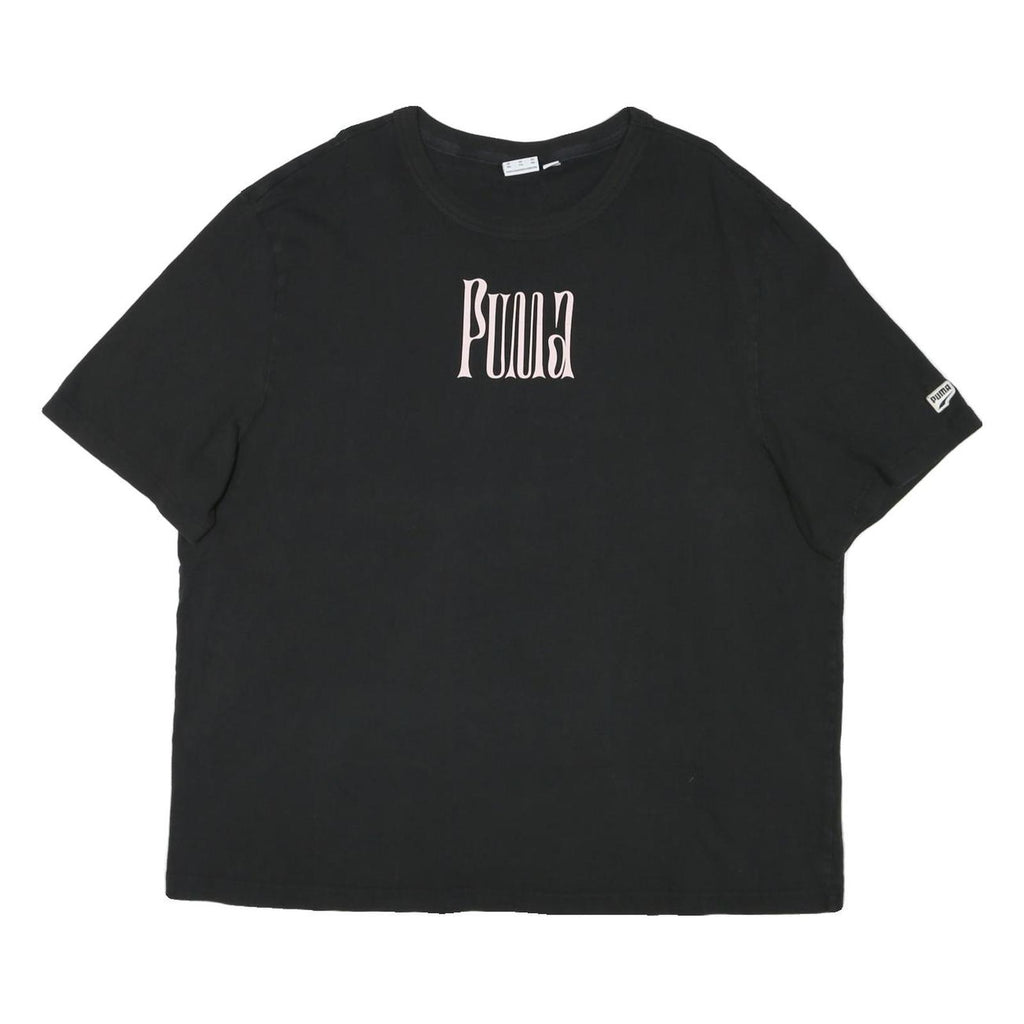 PUMA Womens Black Graphic T-Shirt 2XL Short Sleeve Round Neck Cotton Blend