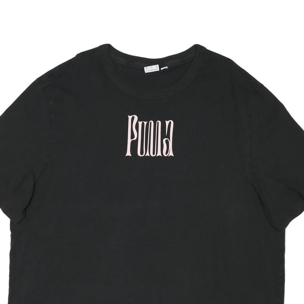 PUMA Womens Black Graphic T-Shirt 2XL Short Sleeve Round Neck Cotton Blend