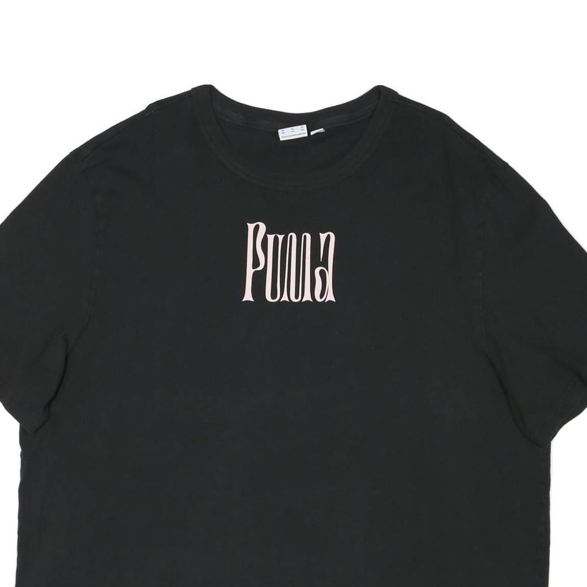 PUMA Womens Black Graphic T-Shirt 2XL Short Sleeve Round Neck Cotton Blend