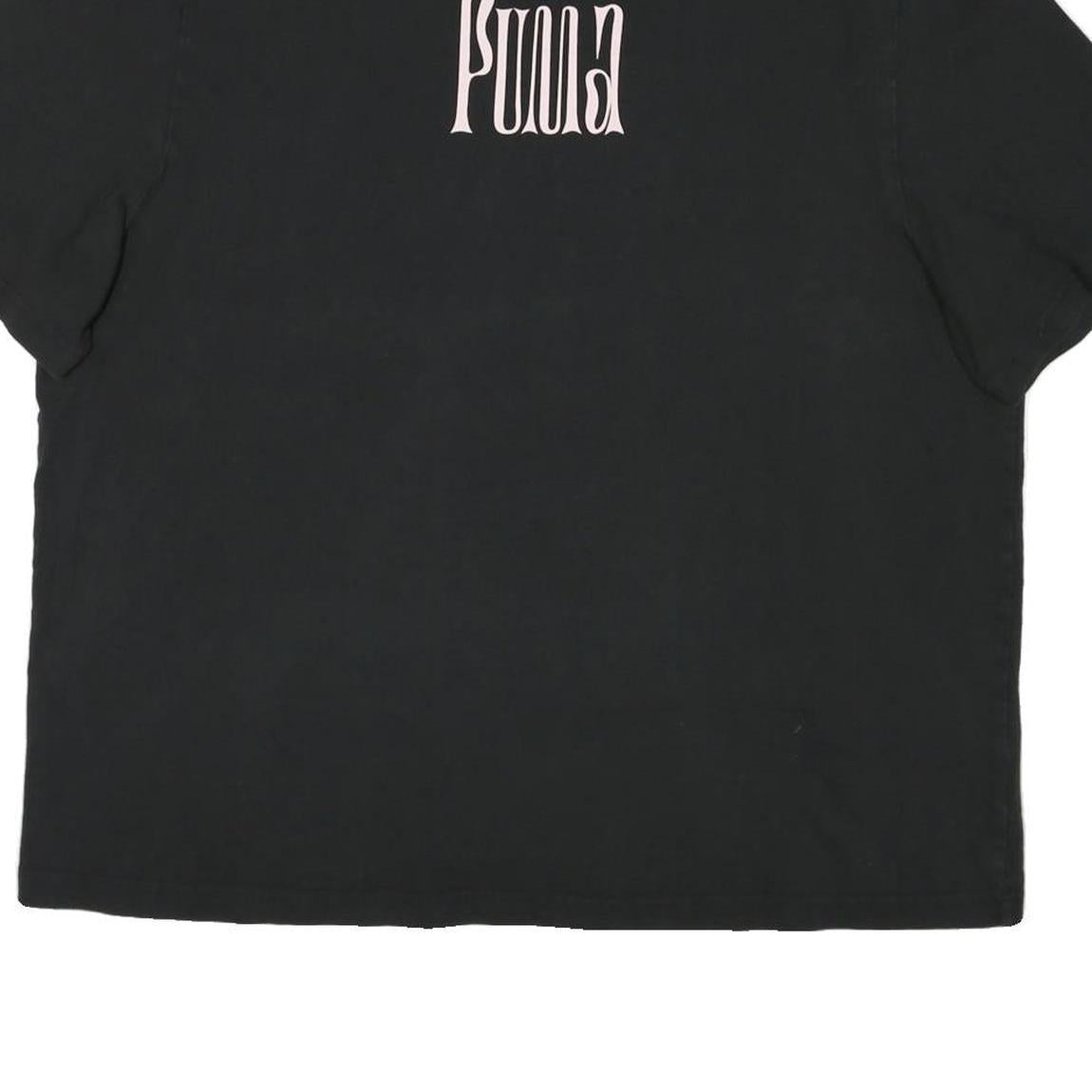 PUMA Womens Black Graphic T-Shirt 2XL Short Sleeve Round Neck Cotton Blend