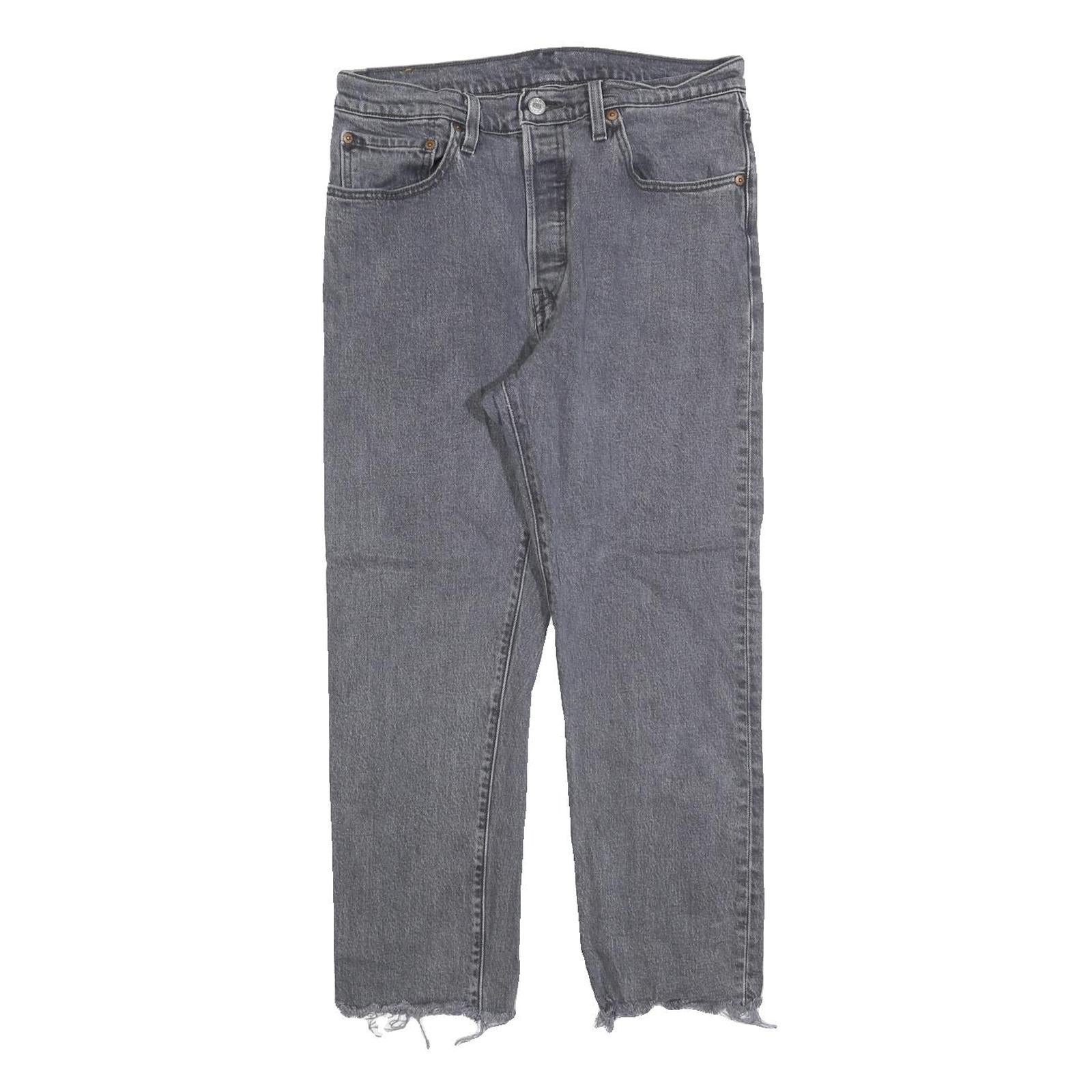 LEVI'S 501 Womens Jeans Grey Regular Straight Denim Raw W30 L26 Button Cotton