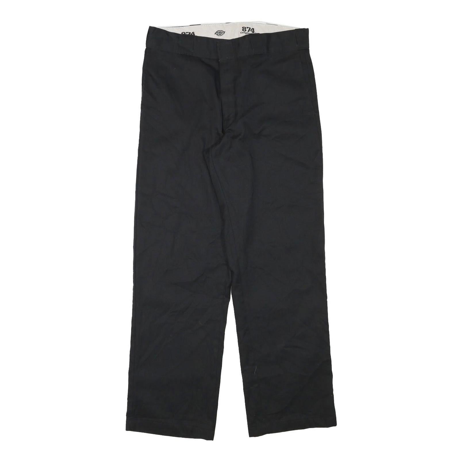 DICKIES Mens Cotton Blend Black Regular Straight Trousers W31 L29 Workwear Zip